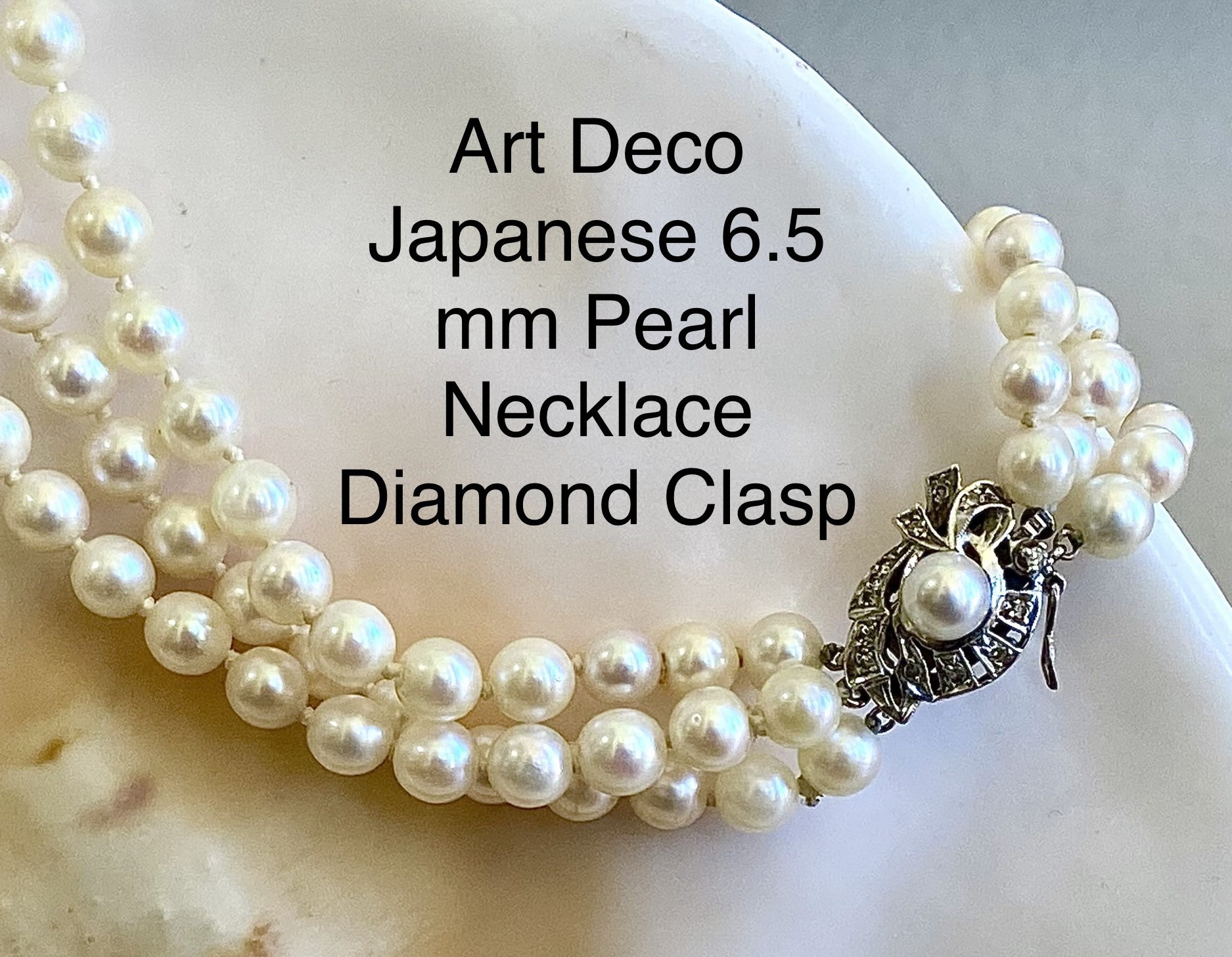 Gold and Diamond Barrel Clasp for Pearl Necklace - Pearl & Clasp