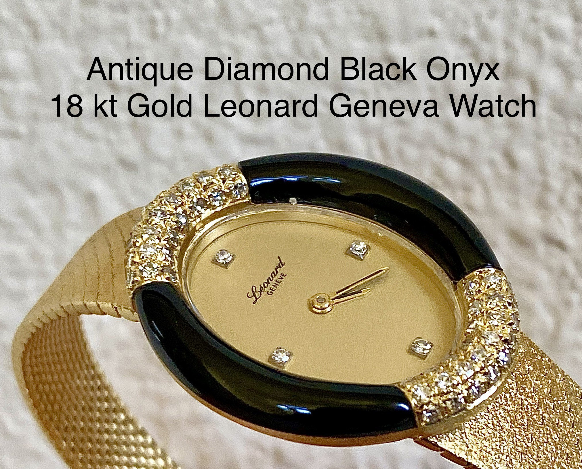 Vintage Leonard Geneve Rare Watch 18kt Gold Diamond Black Onyx, Swiss Lady's Watch, Art Deco Style, Black Onyx, Solid Satin Band, 7-6 3/4 - Etsy Vintage Leonard Geneve Rare Watch 18kt Gold Diamond Black Onyx, Swiss Lady's Watch, Art Deco Style, Black Onyx, Solid Satin Band, 7-6 3/4 - Etsy