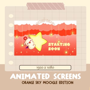 Moogle animated / static Twitch screens / scenes x7 | Orange theme