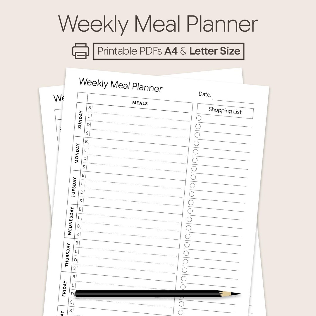 Buy Weekly Meals Planner - Printable PDF - A4 & US Letter Size Online