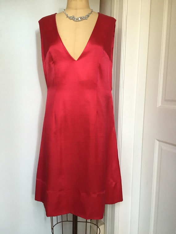 Vintage Custom Cherry Red Dress - 1970s or 1980s - Gem