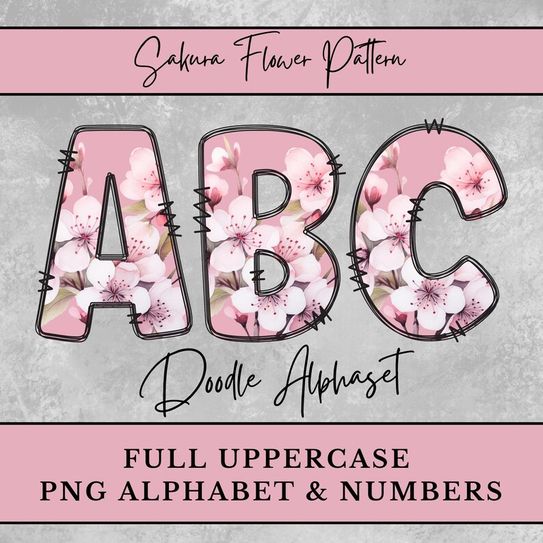 Sakura Letters Sakura Flower PNG Alphabet, Cherry Blossoms PNG Uppercase Alphabet ...
