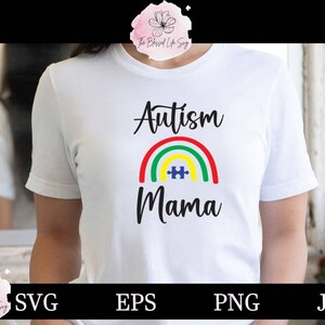 Autisme maman Svg avec arc-en-ciel / pièces de puzzle autisme avec coeur / chemise PNG de sensibilisation à l'autisme / tshirt svg ayant des besoins spéciaux / Silhouette Cricut