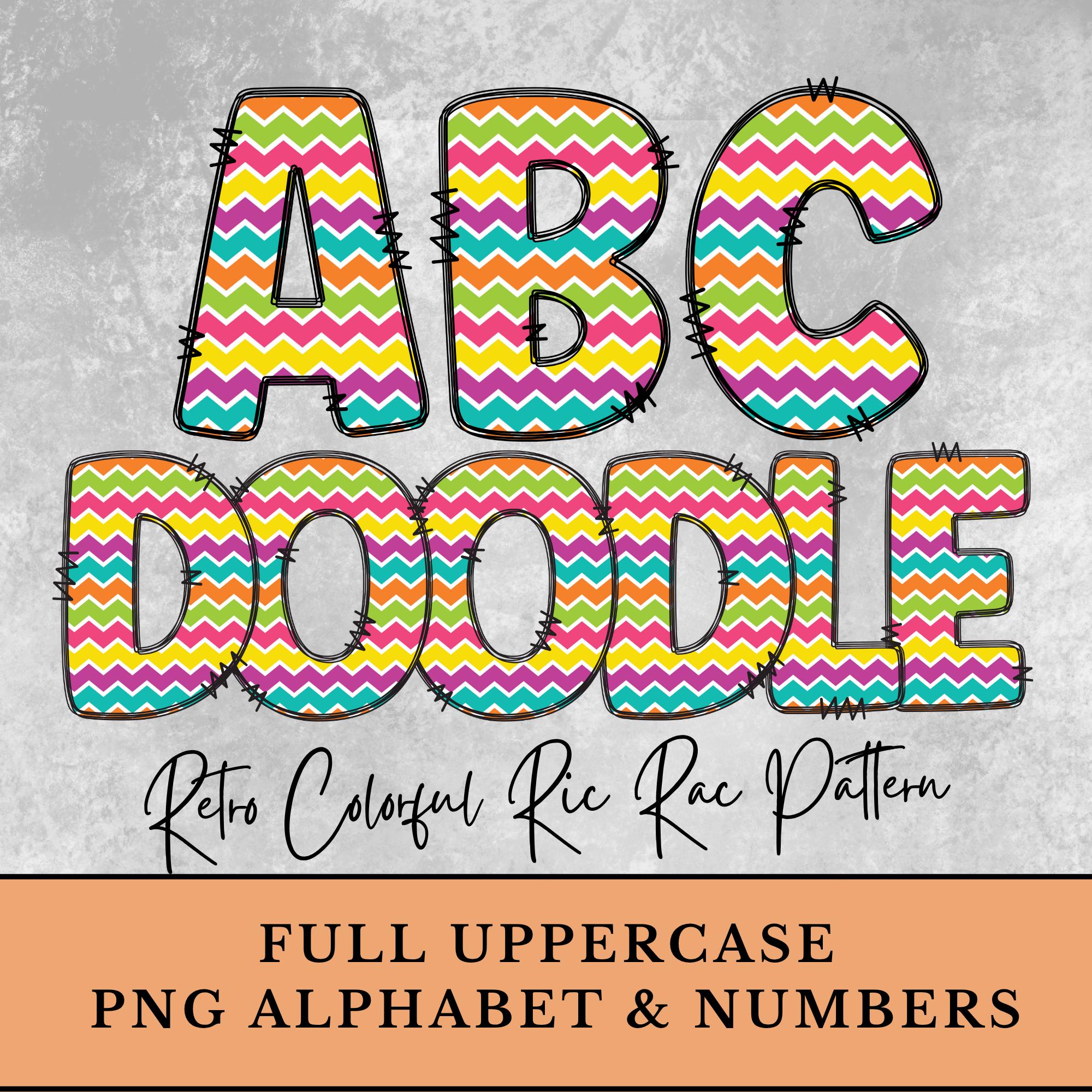 Retro Colorful Ric Rac Pattern PNG Alphabet, Zig Zag Rainbow Doodle ...