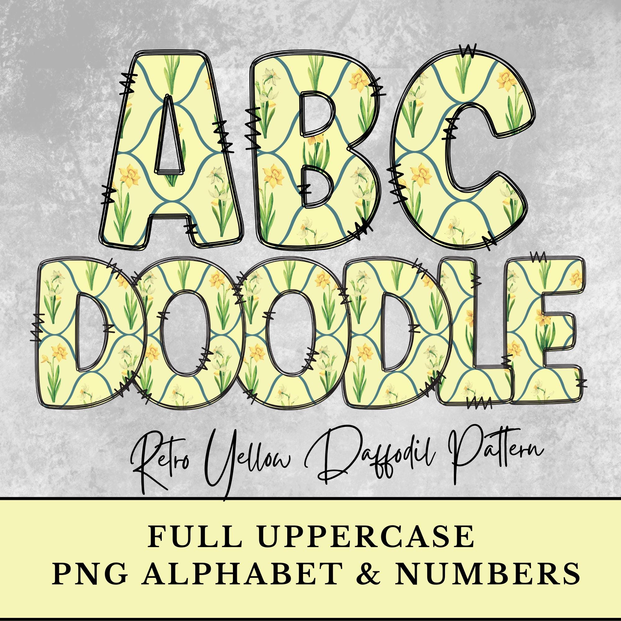 Retro Yellow Daffodil PNG Alphabet, Clipart Letters, Yellow Floral ...