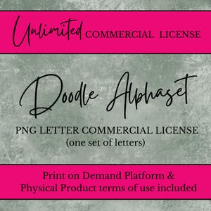 Licencia comercial de juego de letras Doodle, alfabeto PNG, letras PNG, letras Doodle para camisetas, impresión comercial bajo demanda, descarga digital. POD