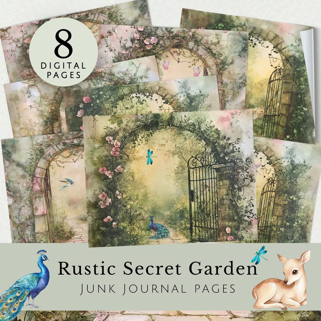 Rustic Secret Garden Junk Journal Pages, Printable Digital Paper ...
