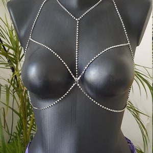 Rhinestone bustier necklace, body chain, body jewelry, body jewel, body jewel