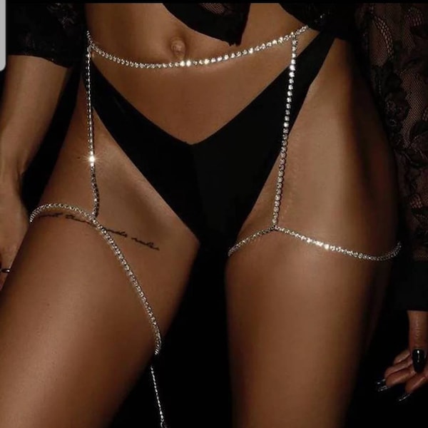 Leg chain, waist chain, thigh chain, body jewelry, garter belt body jewelry