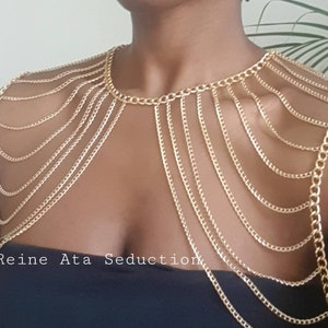 Shoulder chain, shoulder necklace, gold chain, body chain, body jewelry, bust chain, chest jewelry body jewelry gold chain