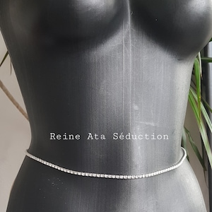 Silver Rhinestone Waist Chain, Belly Chain, Body Jewelry, Body Chain