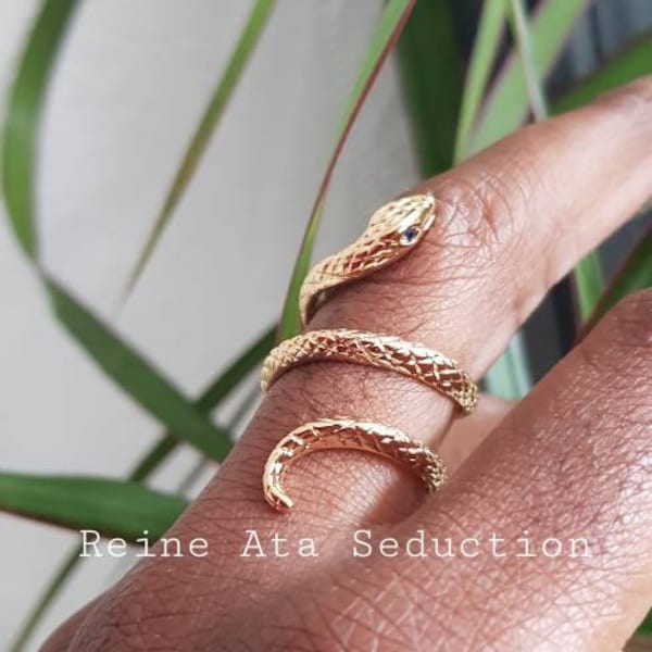 Bague dorée ajustable en acier inoxydable bague serpent