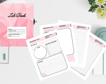 Laboratory Notebook template - Pink Geometric - Lab journal - PDF experiment/data book