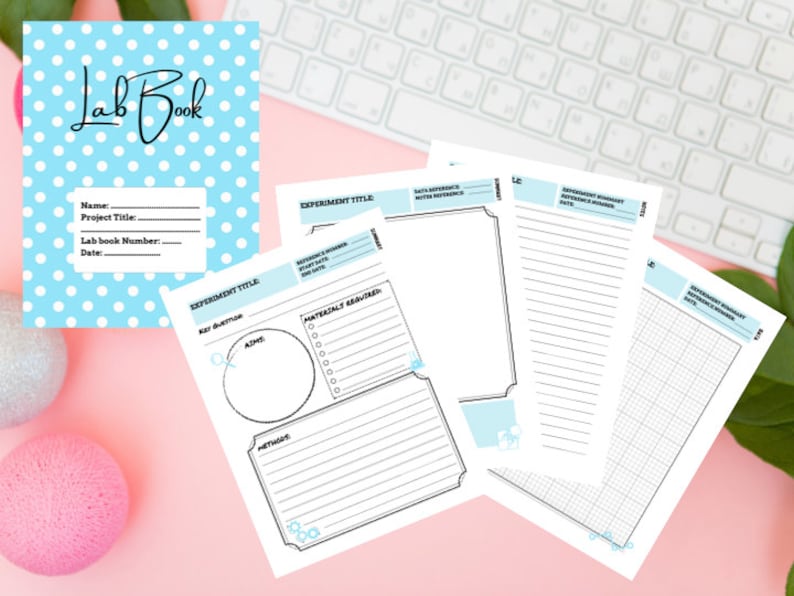 Lab Book Template Laboratory Journal Notebook - Blue Polkadot - PDF ...