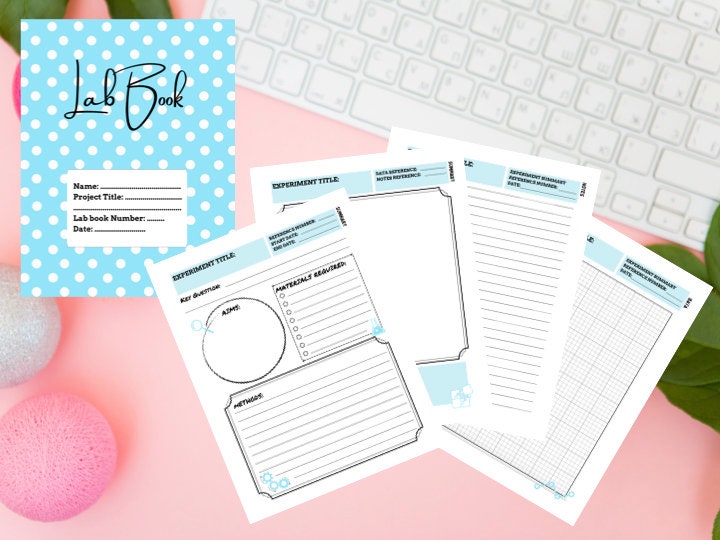 Lab Book Template Laboratory Journal Notebook - Blue Polkadot - PDF ...