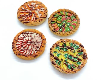 Aimant pour réfrigérateur Magnet - Tartes aux avec coulure de chocolat en pâte polymère / fait-main, Décoration cuisine, Artisanat