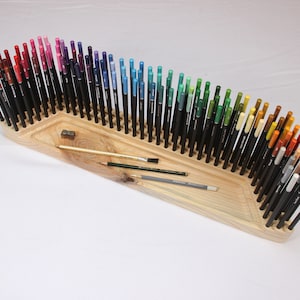 Professional 120 Colored Pencil Organizer for Artists, Coloring Enthusiats, Large Diameter Holes, Pick your Stain, Pine Wood image 1