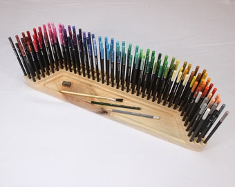 Professional 120 Colored Pencil Organizer for Artists, Coloring Enthusiats, Large Diameter Holes, Pick your Stain, (Pine Wood)