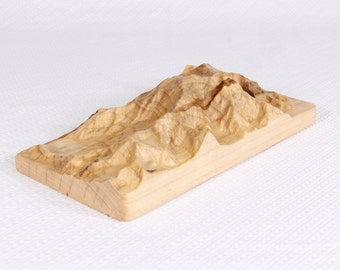 Mount Foraker - Wooden Topographical Relief Cut, True to scale (No exaggerated Peaks), Mountain in your hand