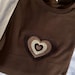 Y2K Brown Vintage Latte Heart Embroidered Crewneck Sweatshirt 