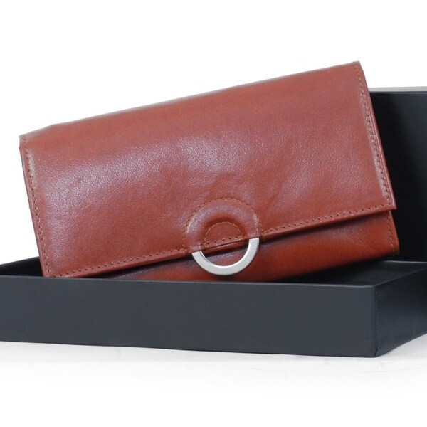 Catwalk Collection Handbags - Ladies Leather Purse with Gift Box - RFID Protection - Credit Card Wallet Zip Coin Compartment - Odette Tan