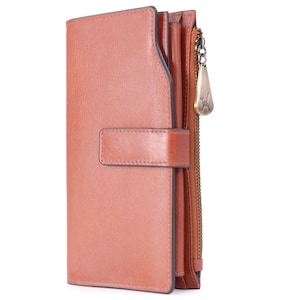 Catwalk Collection Handbags - Women&#39;s 20 Credit Card Wallet with Phone & Coin Pocket - RFID - Stella - Tan