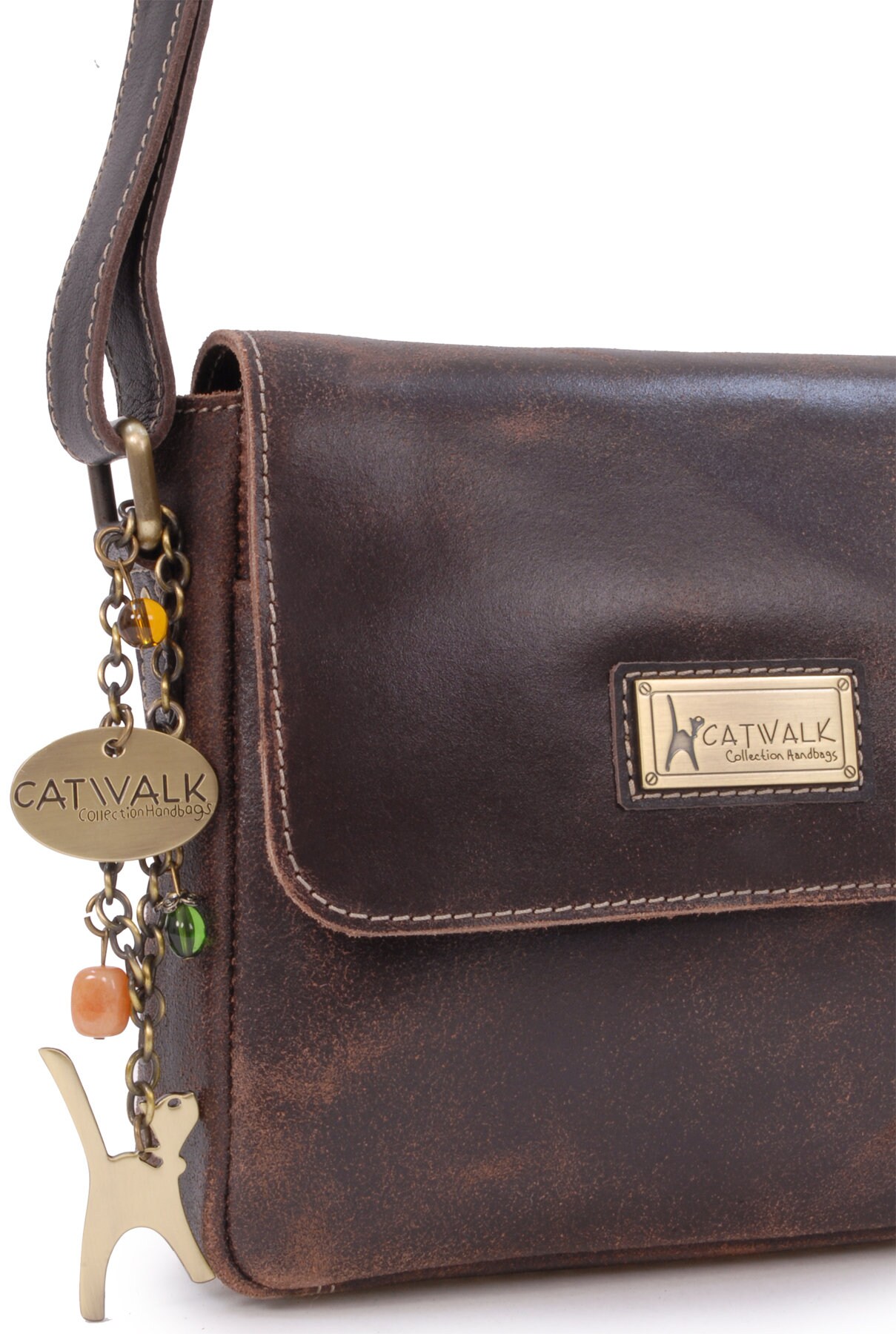Manfield leren crossbody tas cognac | wehkamp