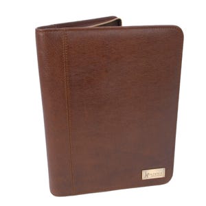Catwalk Collection Handbags - Leather A4 Zip Conference Folder - Notepad Case / Document Holder / Presentation Portfolio - Chloe - Brown