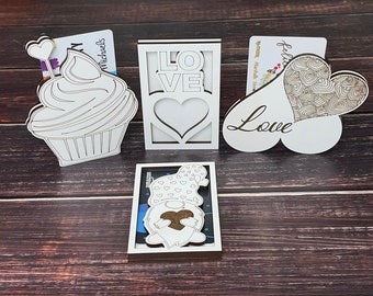 BUNDLE 4 titulares de tarjetas de regalo SVG, titular de tarjeta de regalo del día de San Valentín, titular de tarjeta de regalo SVG, imán de nevera