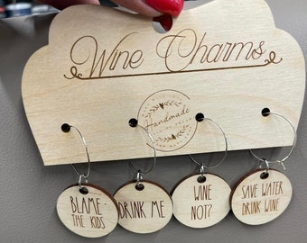 Porta dijes de vino, archivo cortado con láser, dije de vino SVG,