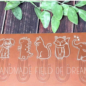 Animal Paperclip Bookmark, Paperclip SVG, Children&#39;s Bookmark, Bulk Set of 4+1 bonus Laser Cut File, Glowforge, Laser Cut Files, Acrylic SVG