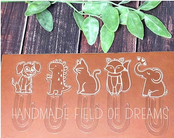 Marcador de clip de papel animal, clip SVG, marcador para niños, conjunto a granel de 4 + 1 archivo de corte láser de bonificación, Glowforge, archivos de corte láser, acrílico SVG
