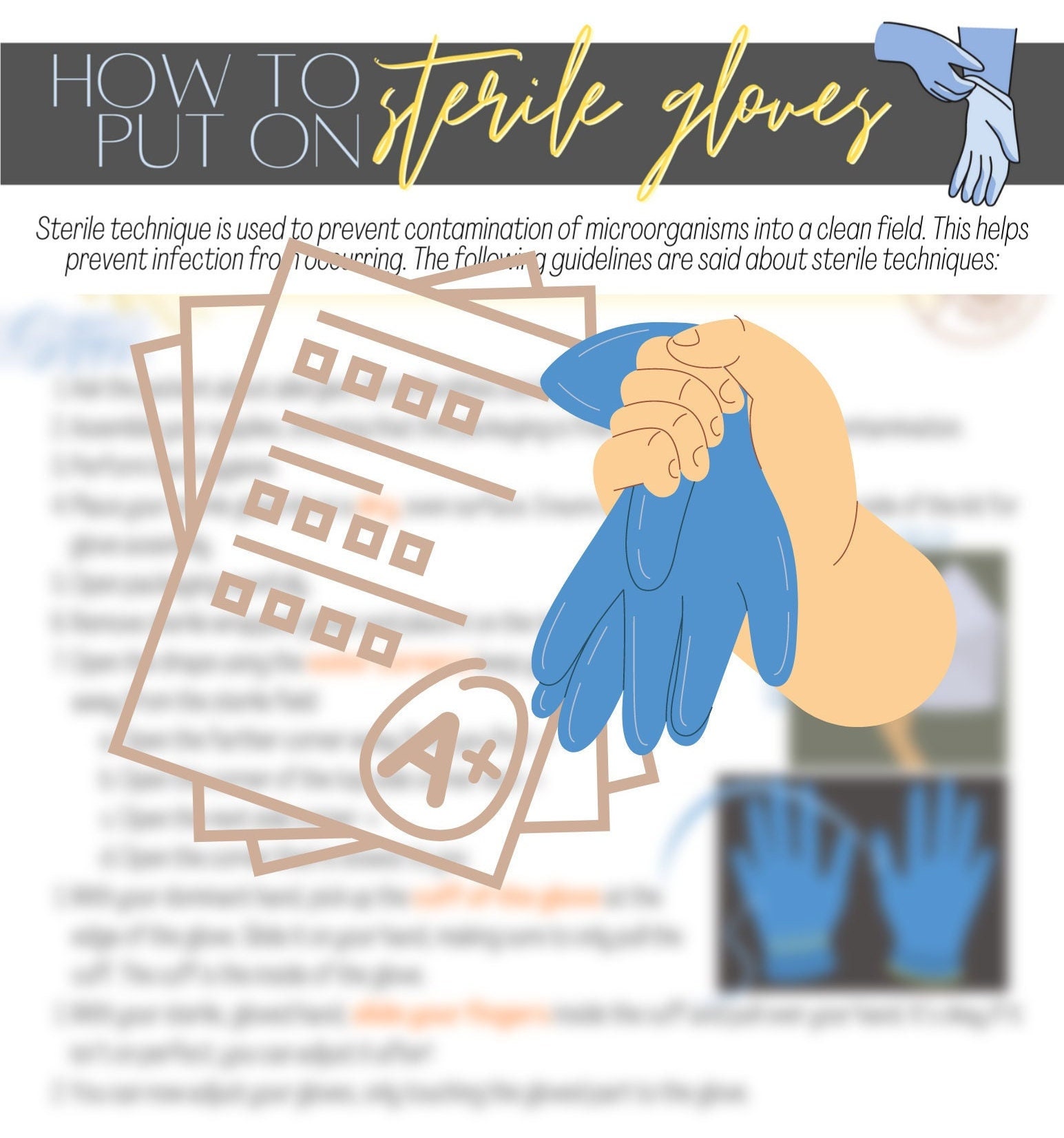 How to Don Sterile Gloves Nursing Skills Checkoff Etsy