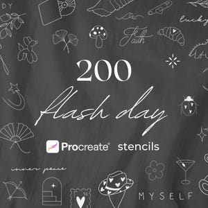 Pochoirs ultimes de tatouage Flash Day | Fine Line Flash Sheet pour procréer | 200 pochoirs pour tatoueur | Pochoirs de tatouage prêts à imprimer