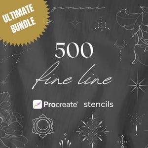 Ultimate Procreate Tattoo Stencils / Stencil per tatuaggi a linee sottili / 500 stencil per tatuatori / Stencil per tatuaggi pronti per la stampa