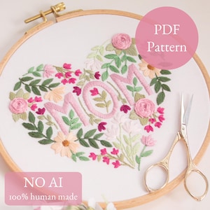 Flowers for Mom Embroidery Pattern: DIY Craft (PDF Pattern)