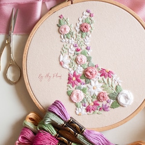 Bunny in Bloom, Easter Embroidery PDF Pattern