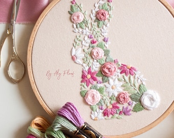 Bunny in Bloom, Easter Embroidery PDF Pattern