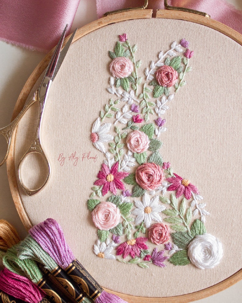 Bunny in Bloom, Easter Embroidery PDF Pattern image 6