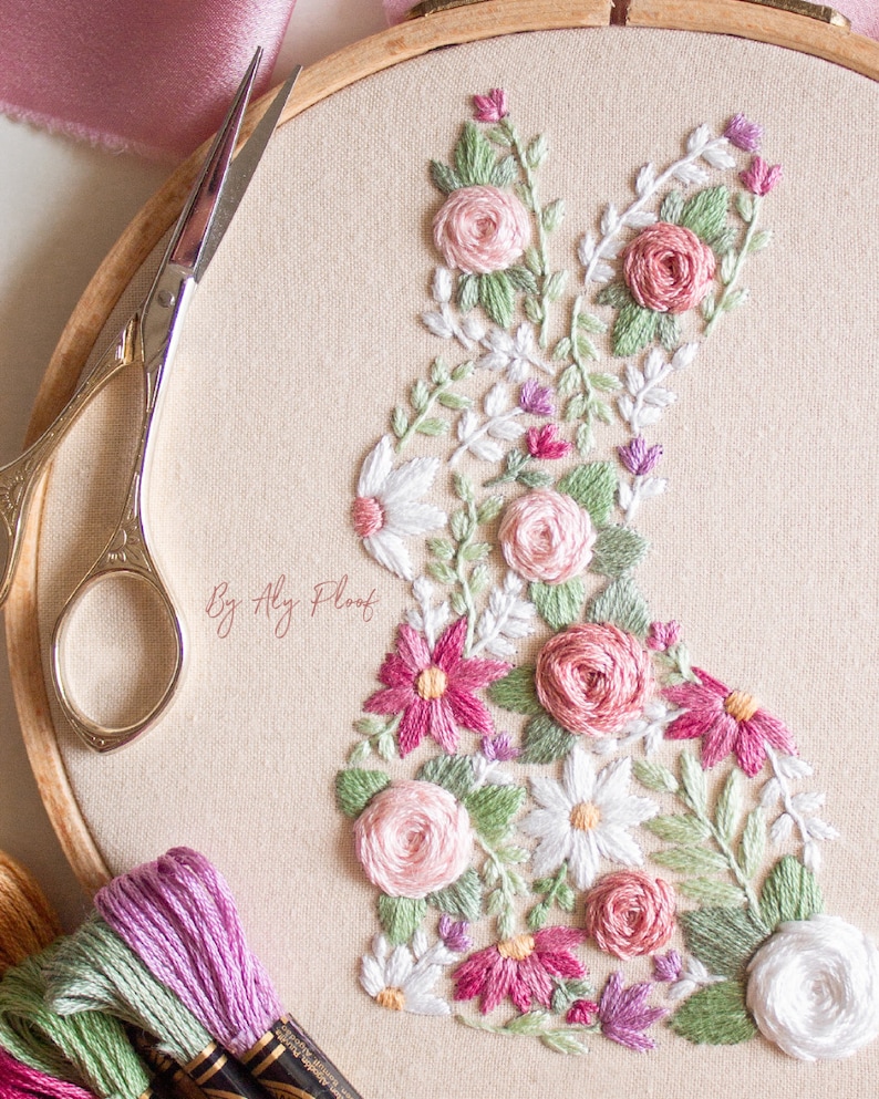 Bunny in Bloom, Easter Embroidery PDF Pattern image 7