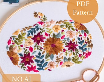 Fall Embroidery Pattern | Heirloom Pumpkin | Autumn Craft