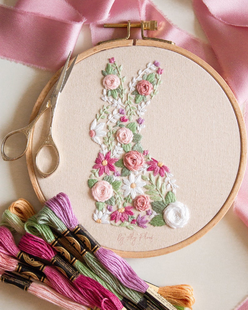 Bunny in Bloom, Easter Embroidery PDF Pattern image 10