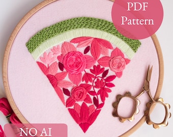 Watermelon Embroidery PDF Pattern | Watermelon Wildflowers | Fruity Florals | Digital Design