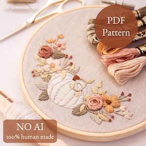 Pumpkin Petals Embroidery Pattern, Fall Craft Design Pattern, Autumn DIY Art