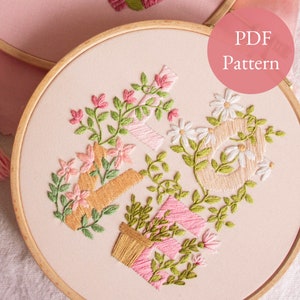 Valentines PDF Pattern | Love in Bloom Embroidery Digital Download, LOVE Plant Artwork
