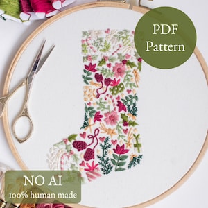 Stuffed Stocking PDF Embroidery Pattern, Christmas Craft