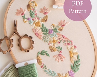 Borduurpatroon gekko: Garden Desert Design (pdf-patroon)