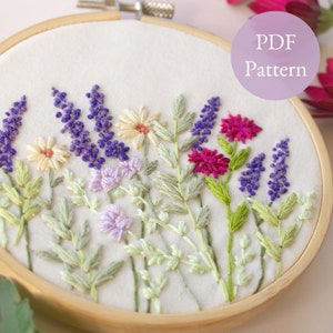 Stunning Salvia Floral Embroidery PDF Pattern, Digital Download, DIY Flower Craft, Purple Summer Craft