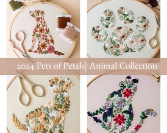 Animal Embroidery PDF Pattern Collection | Pets of Petals | Digital Design