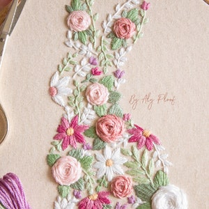 Bunny in Bloom, Easter Embroidery PDF Pattern image 2